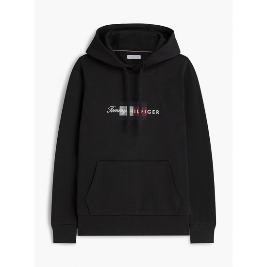 TOMMY HILFIGER SCRIPT FLAG HOODIE MW0MW43220 BDS-BLACK