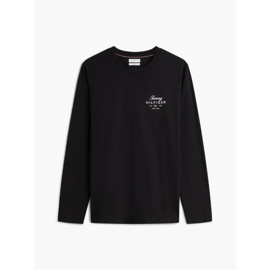 TOMMY HILFIGER SCRIPT STACK LONGSLEEVE REGULAR TEE MW0MW43225 BDS-BLACK