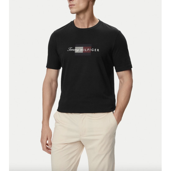 TOMMY HILFIGER SCRIPT FLAG REGULAR TEE MW0MW43226 BDS-BLACK