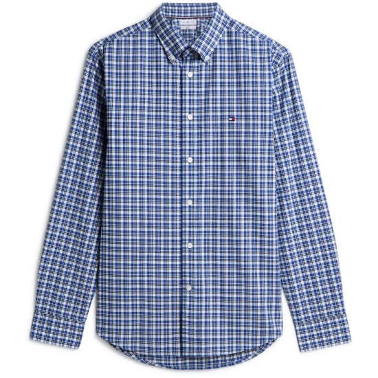 TOMMY HILFIGER FLEX POPLIN TARTAN BTD RF SHIRT MW0MW44595 0MS-ANCIENT BLUE/CHECK