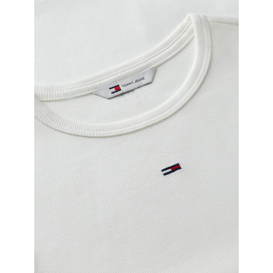 TOMMY JEANS SLIM ESSENTIAL RIB LONGSLEEVE TSHIRT DW0DW17387 YBL 