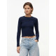 TOMMY JEANS SLIM LETTUCE EDGE RIB LONGSLEEVE DW0DW22783 C1G-DARK NIGHT NAVY