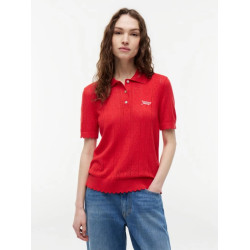 TOMMY JEANS POINTELLE POLO SWEATER DW0DW22932 XK9-AMARYLLIS RED