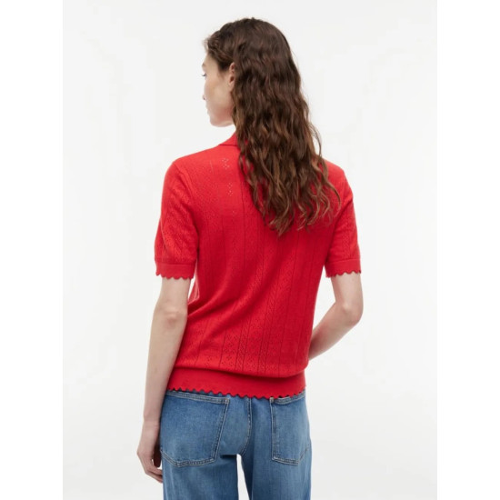 TOMMY JEANS POINTELLE POLO SWEATER DW0DW22932 XK9-AMARYLLIS RED