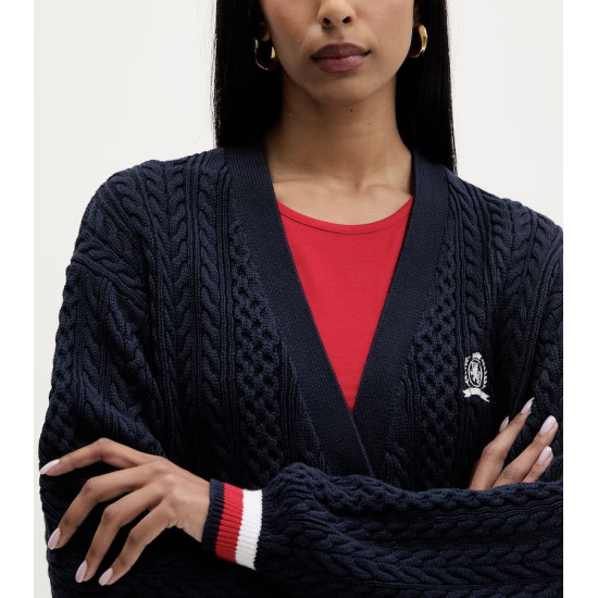 TOMMY JEANS RWB TIPPING OVS CARDIGAN DW0DW22934 C1G-DARK NIGHT NAVY
