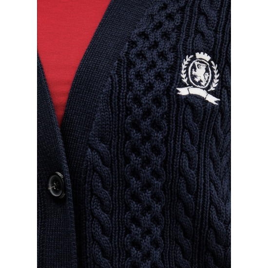 TOMMY JEANS RWB TIPPING OVS CARDIGAN DW0DW22934 C1G-DARK NIGHT NAVY