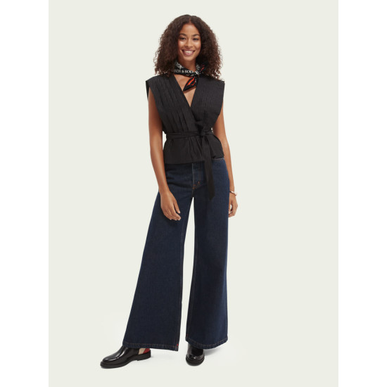 SCOTCH & SODA V-NECK LUREX STRIPED TOP 166569 0008 BLACK