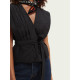 SCOTCH & SODA V-NECK LUREX STRIPED TOP 166569 0008 BLACK