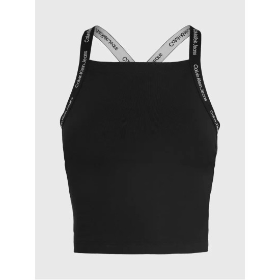 CALVIN KLEIN LOGO ELASTIC STRAPPY TOP J20J223110 BEH.005-CK BLACK