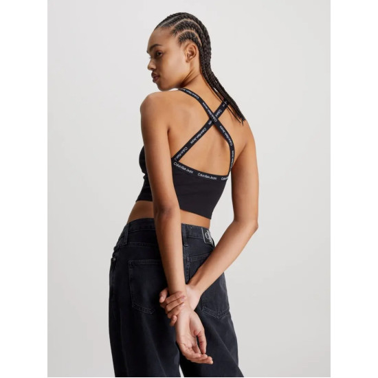 CALVIN KLEIN LOGO ELASTIC STRAPPY TOP J20J223110 BEH.005-CK BLACK
