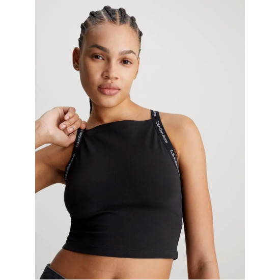 CALVIN KLEIN LOGO ELASTIC STRAPPY TOP J20J223110 BEH.005-CK BLACK