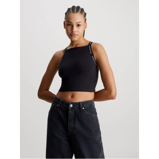 CALVIN KLEIN LOGO ELASTIC STRAPPY TOP J20J223110 BEH.005-CK BLACK