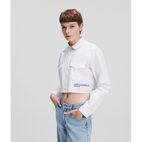 KARL JEANS CROPPED LOGO SHIRT 236J1605 J109 WHITE