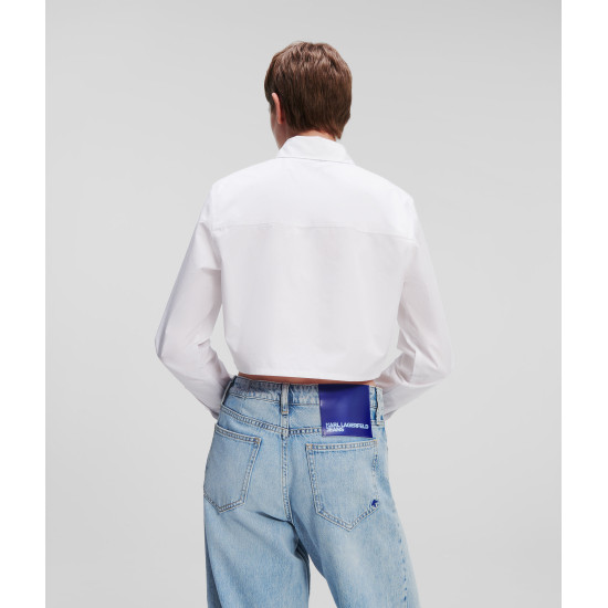 KARL JEANS CROPPED LOGO SHIRT 236J1605 J109 WHITE