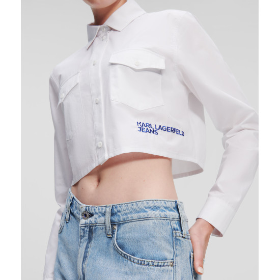 KARL JEANS CROPPED LOGO SHIRT 236J1605 J109 WHITE