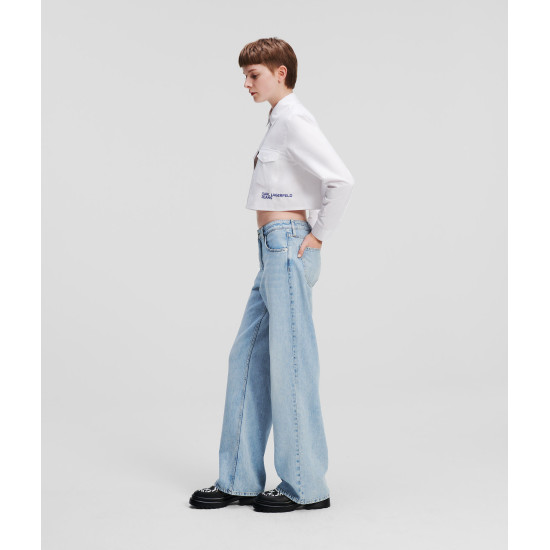 KARL JEANS CROPPED LOGO SHIRT 236J1605 J109 WHITE