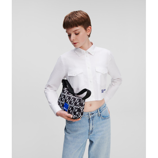 KARL JEANS CROPPED LOGO SHIRT 236J1605 J109 WHITE