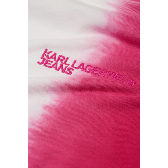 KARL JEANS REG CROP SSLV OMBRE TEE 241J1701 J307 Festival Fuchsia Ombre