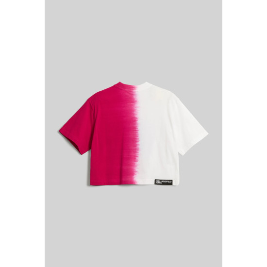 KARL JEANS REG CROP SSLV OMBRE TEE 241J1701 J307 Festival Fuchsia Ombre