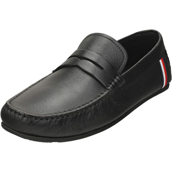 TOMMY HILFIGER CLASSIC RWB LEATHER DRIVER LOAFERS FM0FM03404 BDS-BLACK