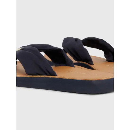 TOMMY HILFIGER LEATHER FOOTBED BEACH SANDALS FW0FW00475 DW5-DESERT SKY