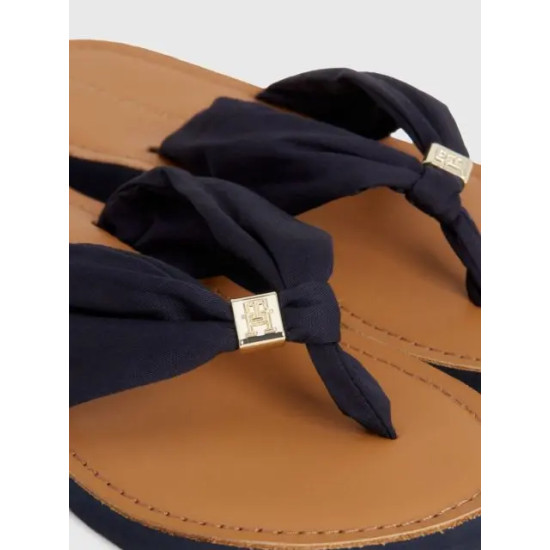 TOMMY HILFIGER LEATHER FOOTBED BEACH SANDALS FW0FW00475 DW5-DESERT SKY