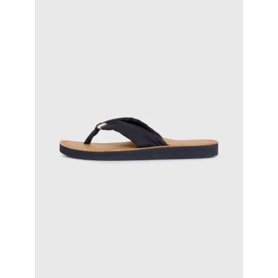 TOMMY HILFIGER LEATHER FOOTBED BEACH SANDALS FW0FW00475 DW5-DESERT SKY