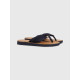 TOMMY HILFIGER LEATHER FOOTBED BEACH SANDALS FW0FW00475 DW5-DESERT SKY