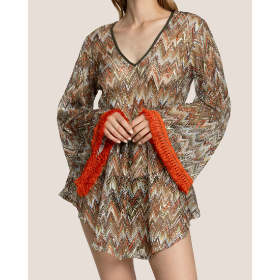 4GIVENESS GEOMETRICAL NET CAFTAN 125WCUCF5443 200-MULTICOLOUR