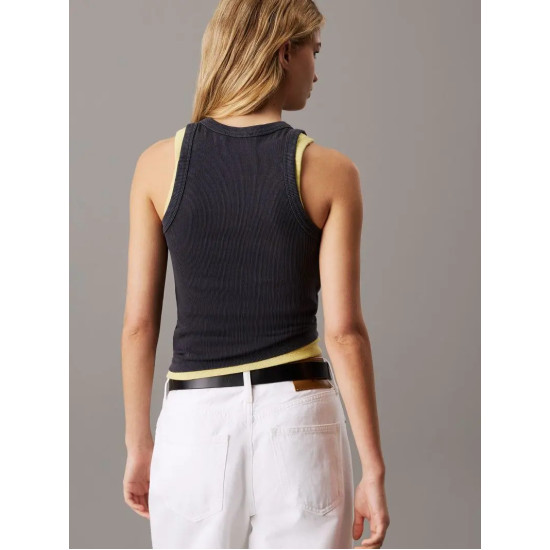 CALVIN KLEIN WASHED WOVEN LABEL RIB TANK TO J20J225311 PT2-WASHED BLACK 