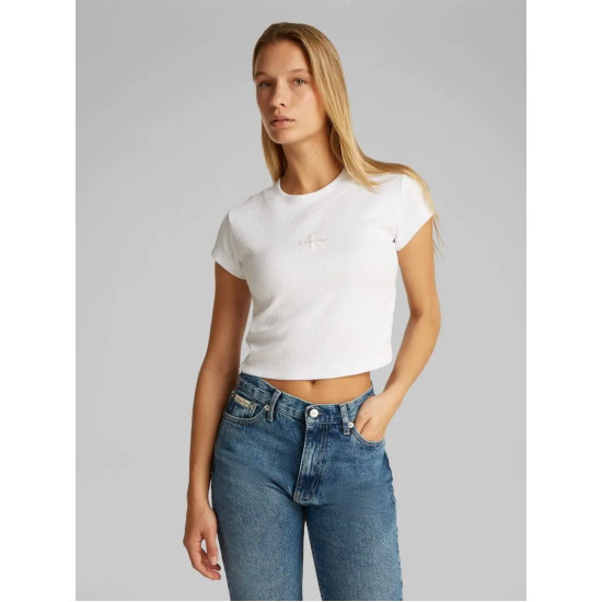 CALVIN KLEIN MONOGRAM BABY TEE LV047AB802 YAA-BRILLIANT WHITE