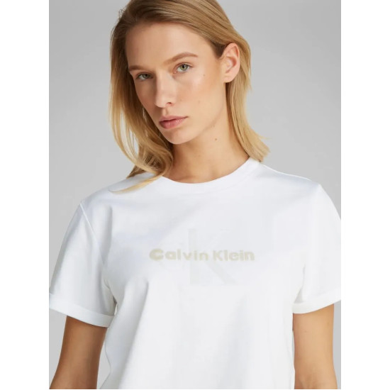CALVIN KLEIN SS LIQUID CK CROPPED TEE LV047AB814  YAA-BRILLIANT WHITE 