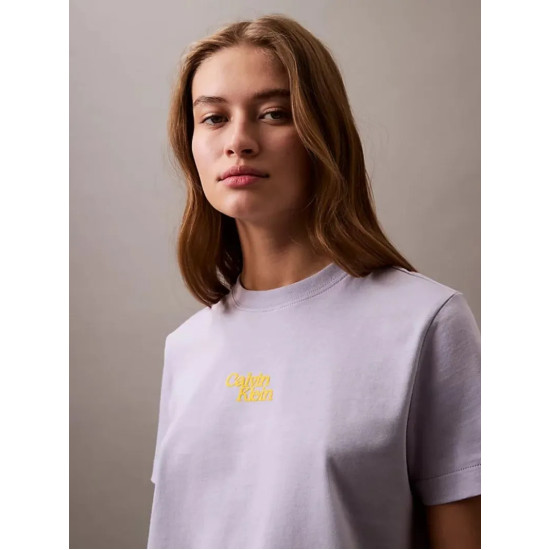 CALVIN KLEIN SS FLOCKED LOGO CN TEE LV047B851G VVH-LANGUID LAVENDER 
