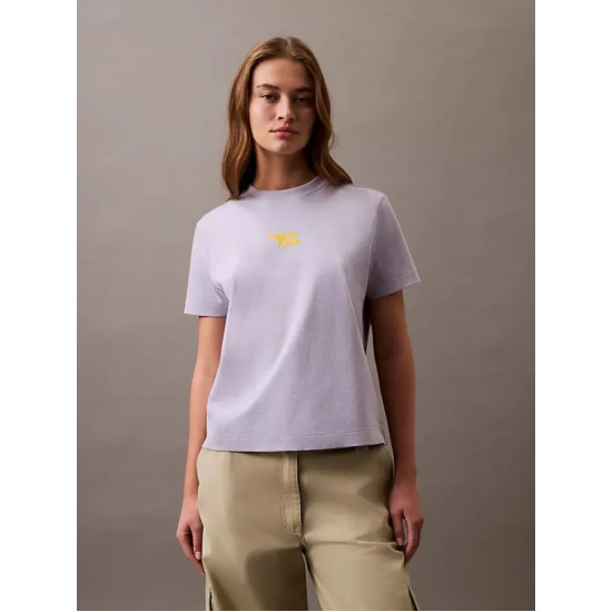 CALVIN KLEIN SS FLOCKED LOGO CN TEE LV047B851G VVH-LANGUID LAVENDER 