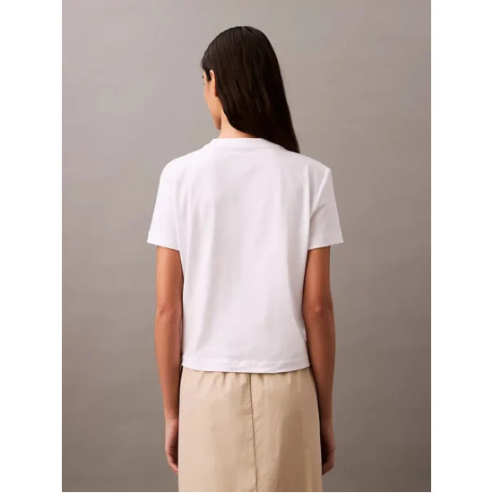 CALVIN KLEIN SS FLOCKED LOGO CN TEE LV047B851G YAA-BRILLIANT WHITE 
