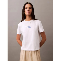 CALVIN KLEIN SS FLOCKED LOGO CN TEE LV047B851G YAA-BRILLIANT WHITE 