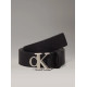 CALVIN KLEIN MONOGRAM PLACQUE BUCKLE 25MM BELT LV04K7003G UB1-NA BLACK/PEWTER