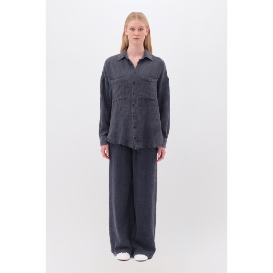 DIRTY LAUNDRY RELAXED SHIRT WITH RAW EDGES DLWS000024 VINTAGE BLUE