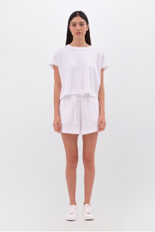 DIRTY LAUNDRY WAFFLE CROPPED T-SHIRT DLWT000112 WHITE