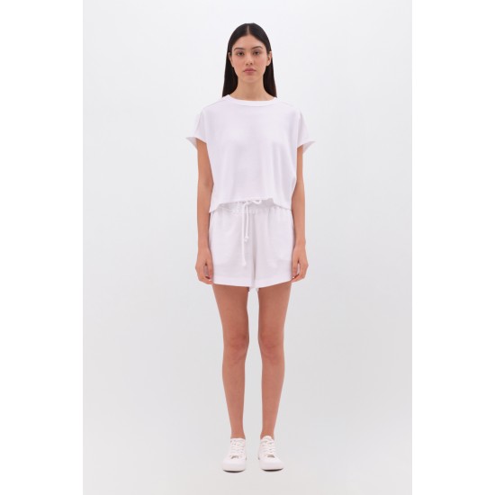 DIRTY LAUNDRY WAFFLE CROPPED T-SHIRT DLWT000112 WHITE DIRTY LAUNDRY WAFFLE CROPPED T-SHIRT DLWT000112 WHITE