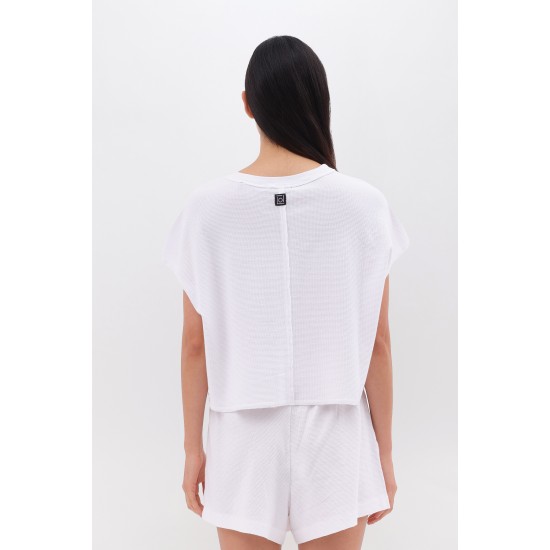 DIRTY LAUNDRY WAFFLE CROPPED T-SHIRT DLWT000112 WHITE DIRTY LAUNDRY WAFFLE CROPPED T-SHIRT DLWT000112 WHITE