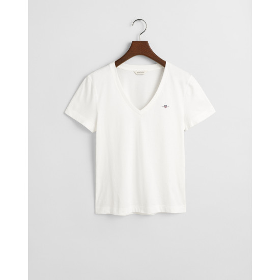 GANT REG SHIELD SS V-NECK T-SHIRT 4200750 110-WHITE