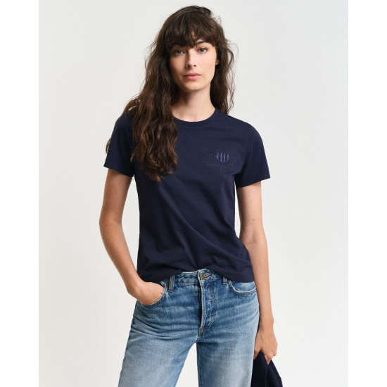 GANT REG TONAL SHIELD SS T-SHIRT 4200262 433-EVENING BLUE