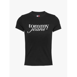 TOMMY JEANS TJW SLIM ESSENTIAL LOGO TEE EX DW0DW19447 BDS-BLACK