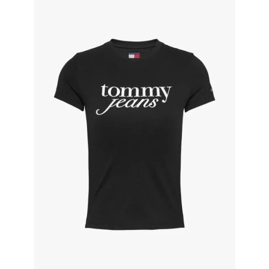 TOMMY JEANS TJW SLIM ESSENTIAL LOGO TEE EX DW0DW19447 BDS-BLACK