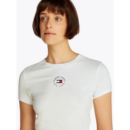 TOMMY JEANS TJW SLIM ESSENTIAL LOGO 2 TEE DW0DW20316 YBL-ECRU