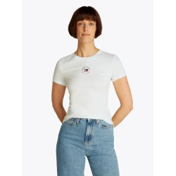 TOMMY JEANS TJW SLIM ESSENTIAL LOGO 2 TEE DW0DW20316 YBL-ECRU