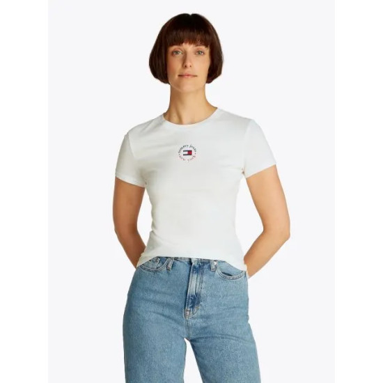 TOMMY JEANS TJW SLIM ESSENTIAL LOGO 2 TEE DW0DW20316 YBL-ECRU