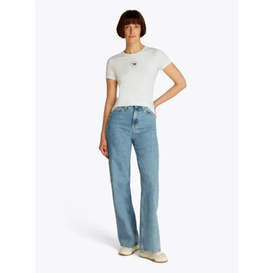 TOMMY JEANS TJW SLIM ESSENTIAL LOGO 2 TEE DW0DW20316 YBL-ECRU