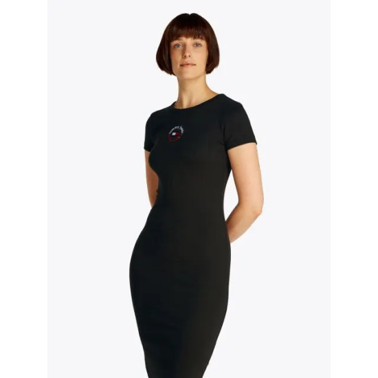 TOMMY JEANS TJW BODYCON LOGO 2 DRESS DW0DW20384 BDS-BLACK